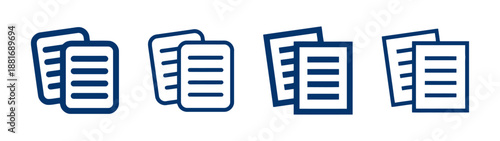 Set of simple document or paper stack icon illustration in blue