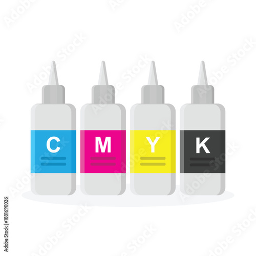 A medical syringe and pills are isolated on a white background with a plastic medicine bottle and a blue glass dropper container for health