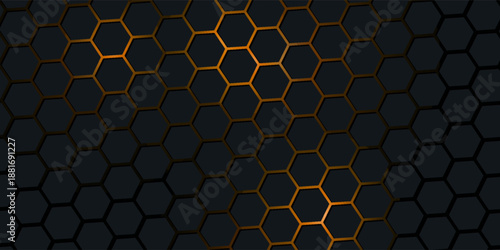 purple technology hexagonal vector background. Abstract purple bright energy flashes under hexagon in navy purple technology, modern, futuristic vector illustration