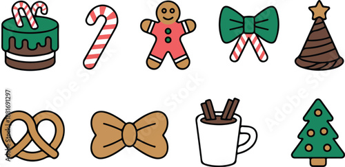 Christmas Cookie and Candy Cane Vector Set – Holiday Sweets Collection