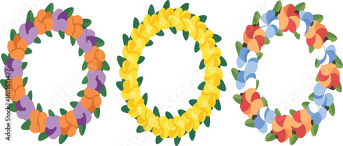 Hawaiian Flower Lei Wreath Vector Set – Tropical Island Garland Collection