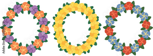 Hawaiian Flower Lei Wreath Vector Set – Tropical Island Garland Collection