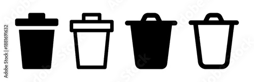 Set of various designs of trash can icons in vector format