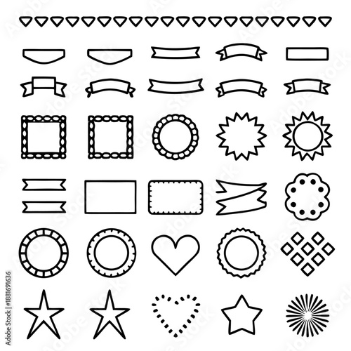 Versatile vector icon set: banners, frames, and shapes for ui/ux design