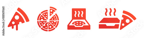 Set of vector pizza icons food concept