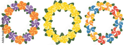 Hawaiian Flower Lei Wreath Vector Set – Tropical Island Garland Collection