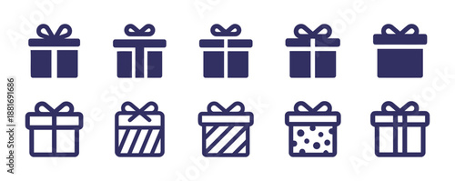 Set of wrapped gift box vector icon designs