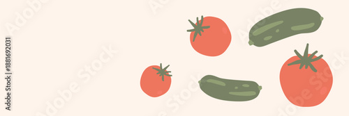 Art & Illustration Fresh cucumber and tomato, vector illustration, healthy organic vegetables for banners and web design