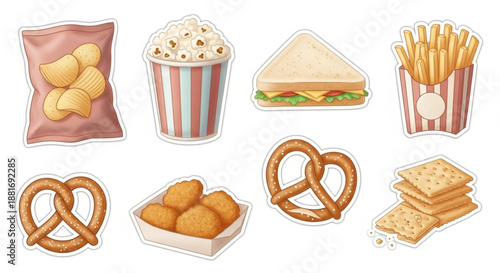Illustration of various healthy food items on plates and toast 30