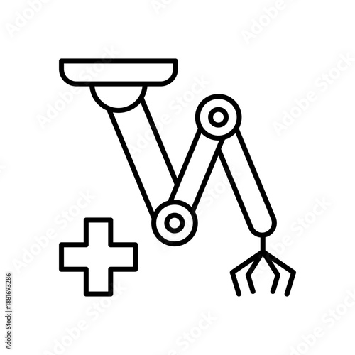 Robotic arm icon gripper manipulator, medical robotic claw. Automation and technology concept for manufacturing and medicine. Vector