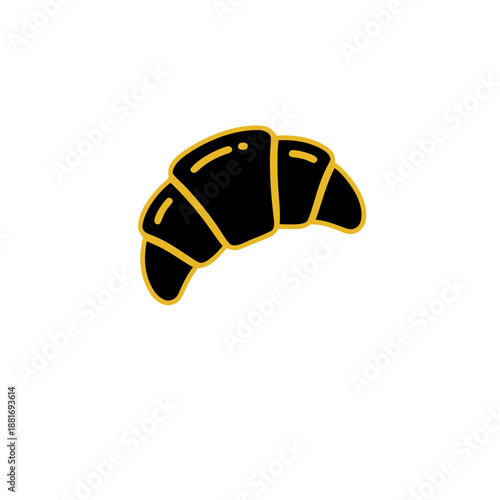 Minimalist vector illustration of a freshly baked golden croissant, perfect for breakfast menu design or bakery branding
