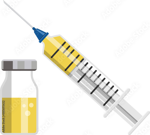 Plastic Medical Syringe and Vial Icon