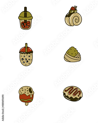 vector illustration of a set of sweets
