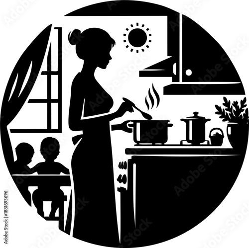 Mother Preparing Breakfast in...