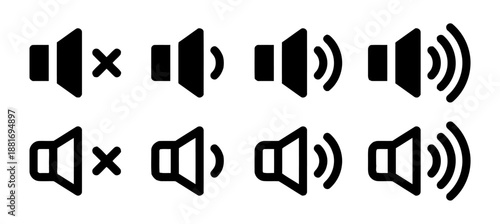 Volume level sound speaker vector icon set