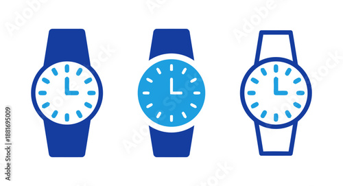Wristwatch icons set for style and time tracking purposes