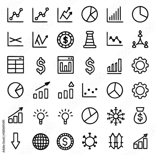 Business finance vector icon set for apps, ui, web, and branding