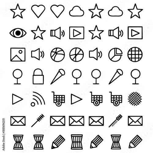 Versatile vector icon set for ui, web, and branding