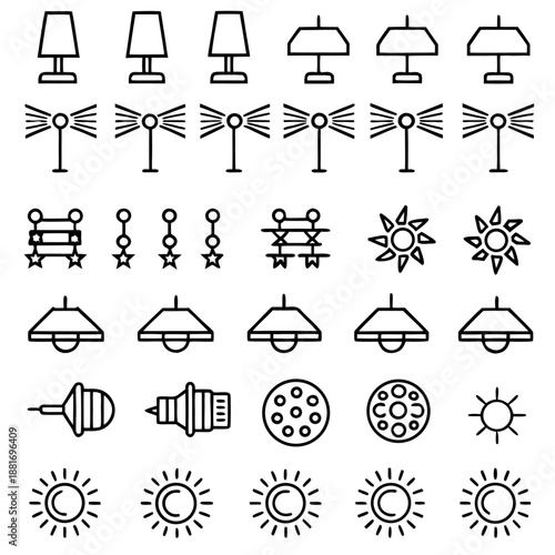 Lighting and sun icons set - vector icons for ui, web, and branding