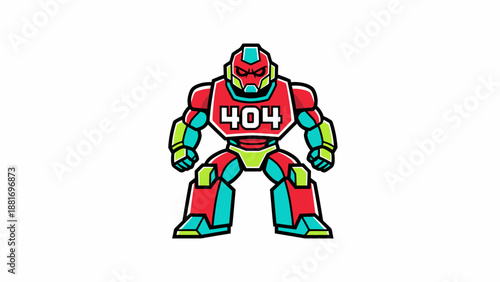 404 Error Page Not Found Robot Mascot Illustration