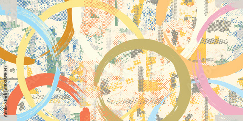 Urban abstract vector texture with hand drawn brush strokes and halftone pattern. Cyber punk poster . Textured background, graffiti art.