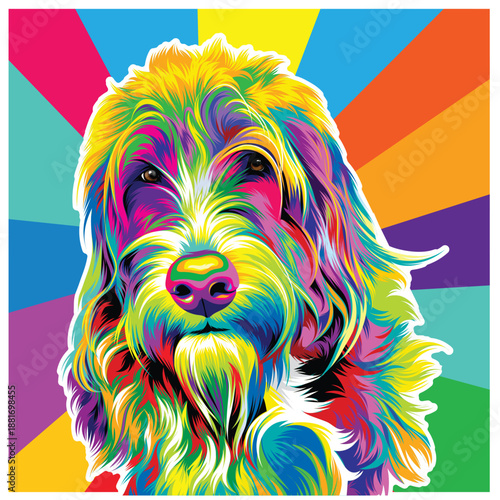 Vibrant Dog Face – Pop Art Style Portrait