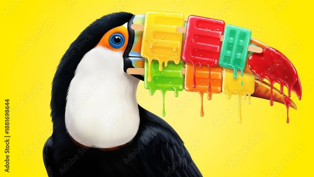 Obraz premium Toucan with colorful painted beak
