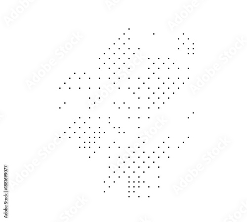 A black pixelated shape