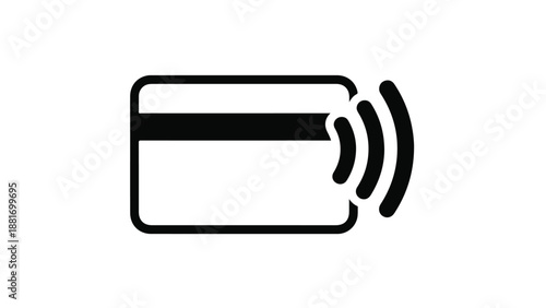 Contactless payment credit card with wireless signal icon, modern technology for secure transactions.