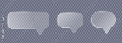 Glassmorphism speech bubble UI elements set