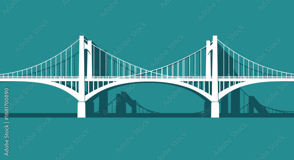 Fototapeta premium Modern Suspension Bridge Architecture Design.