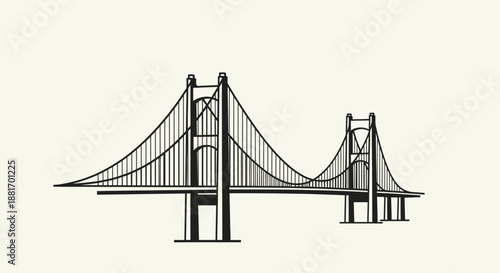 Suspension bridge illustration showcasing architectural design and engineering marvel.
