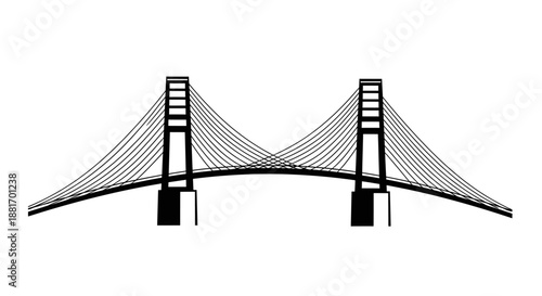 Suspension bridge silhouette spanning vast distance, architectural marvel.
