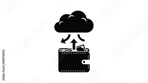 Digital payment concept with wallet and cloud transferring money online