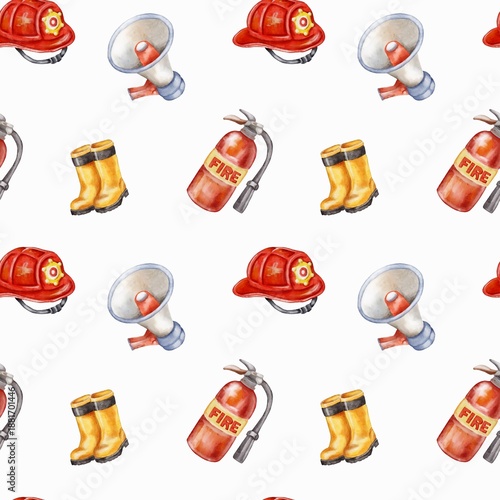 Firefighter equipment pattern for wrapping paper and textile design projects