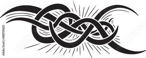 Intricate Celtic knot design with sunburst background illustration art