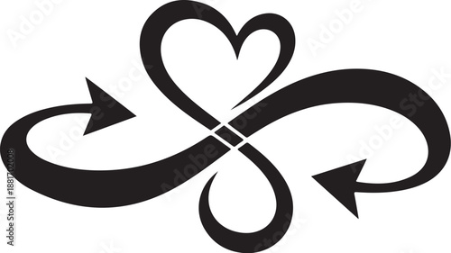 Heart shaped infinity symbol with arrows and love concept