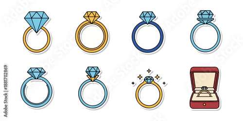 Diamond rings collection illustration graphic design