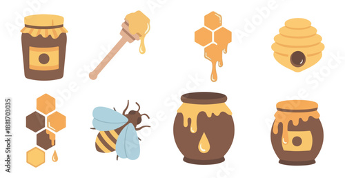 Honey collection icons design elements