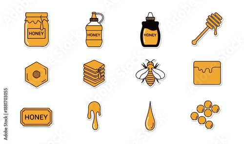 Honey collection vector illustrations of bee products and elements