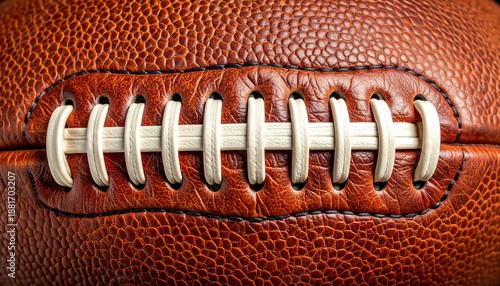 Top View American Football Leather Texture Background, Clean Sports Equipment Flat Lay for Design Use