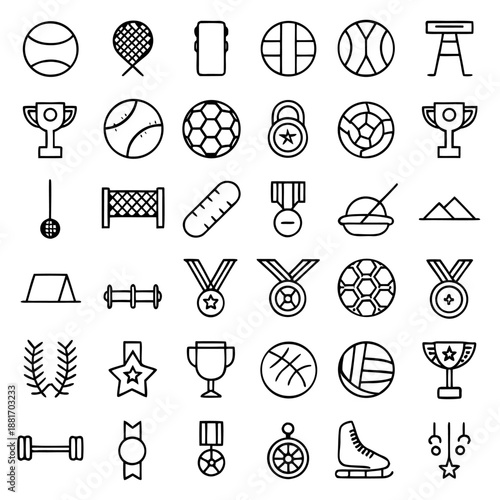 Sport vector icon set for ui, web, and app design