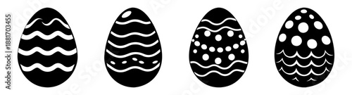 Decorated Easter Eggs with Unique Patterns in Black and White