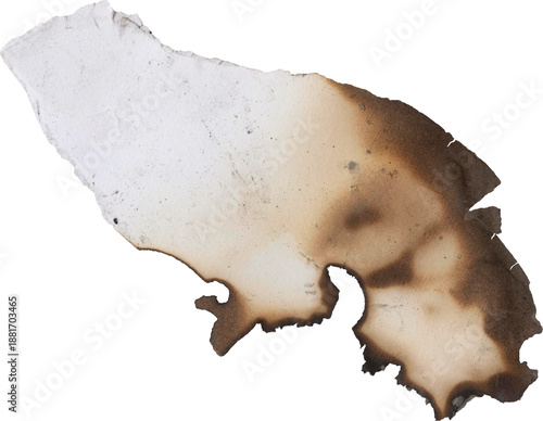 a torn and burnt old paper map of Poland and the world featuring a brown texture design with a weathered nation border silhouette