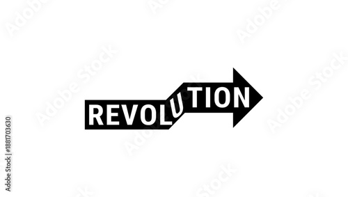 revolution inscription, black isolated silhouette