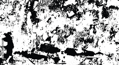 Old grunge background of black and white. Dark monochrome texture. Vector pattern of cracks, mud, chips, scuffs