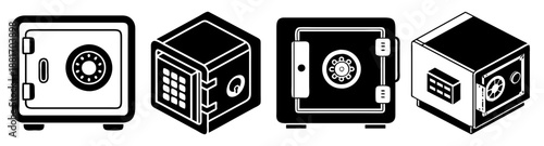 Safe Box Icons Set in Various Styles and Designs for Security