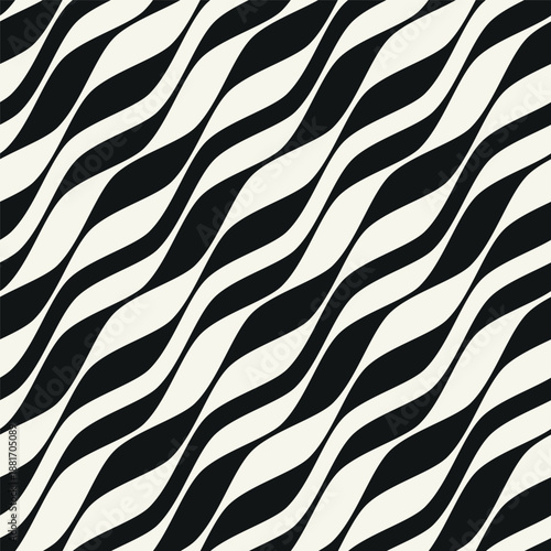 Vector seamless pattern. Striped bold diagonal hand drawn abstract background. Minimalistic monochrome texture. Can be used as a swatch in Illustrator.	