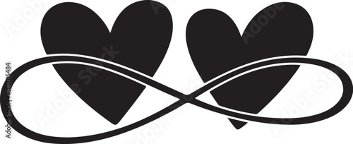 Two black hearts with infinity symbol love concept design