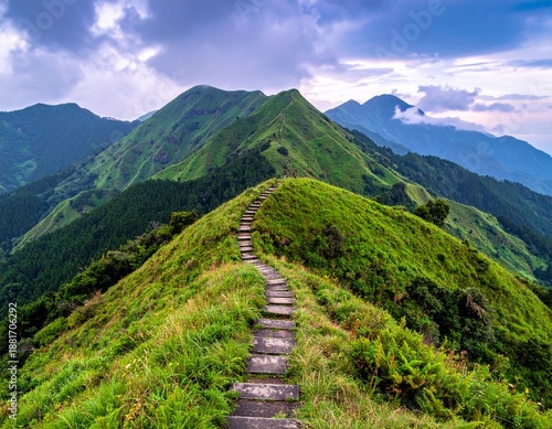 Wallpaper Mural Fairy tale landscape and stepping stone path over a hill on the horizon at the Caoling Historic Trail in Taiwan
 Torontodigital.ca
